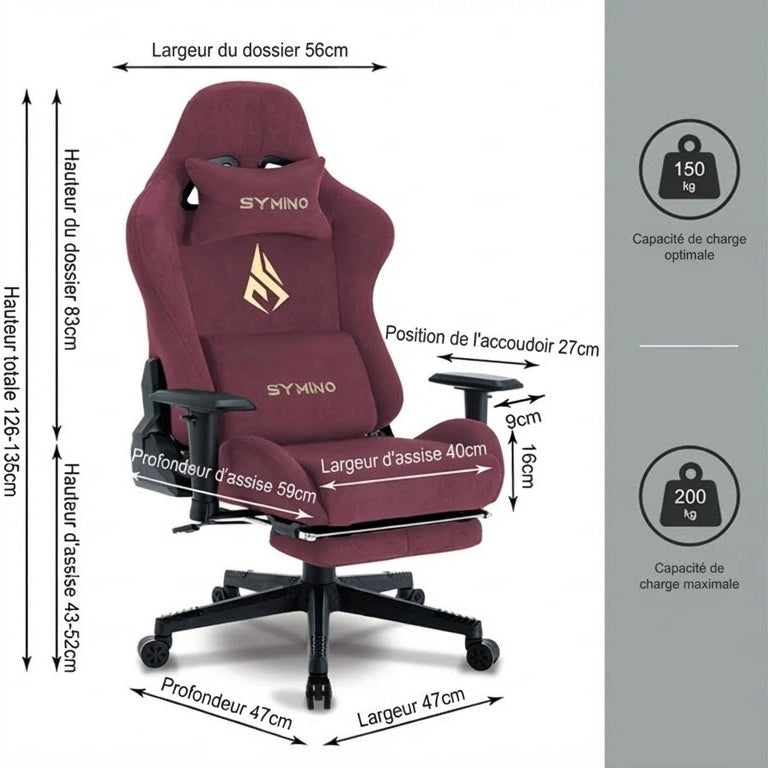Chaise Gaming avec Repose‑Pieds